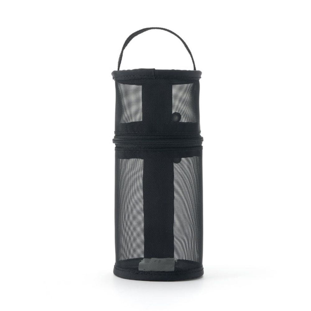Muji Nylon Mesh Vertical/Horizontal Pen/Cosmetics Case Wide_Black_NWT